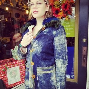 ON HOLD RARE 1970 Miura Suede Coat/Fox Fur sz XS/M